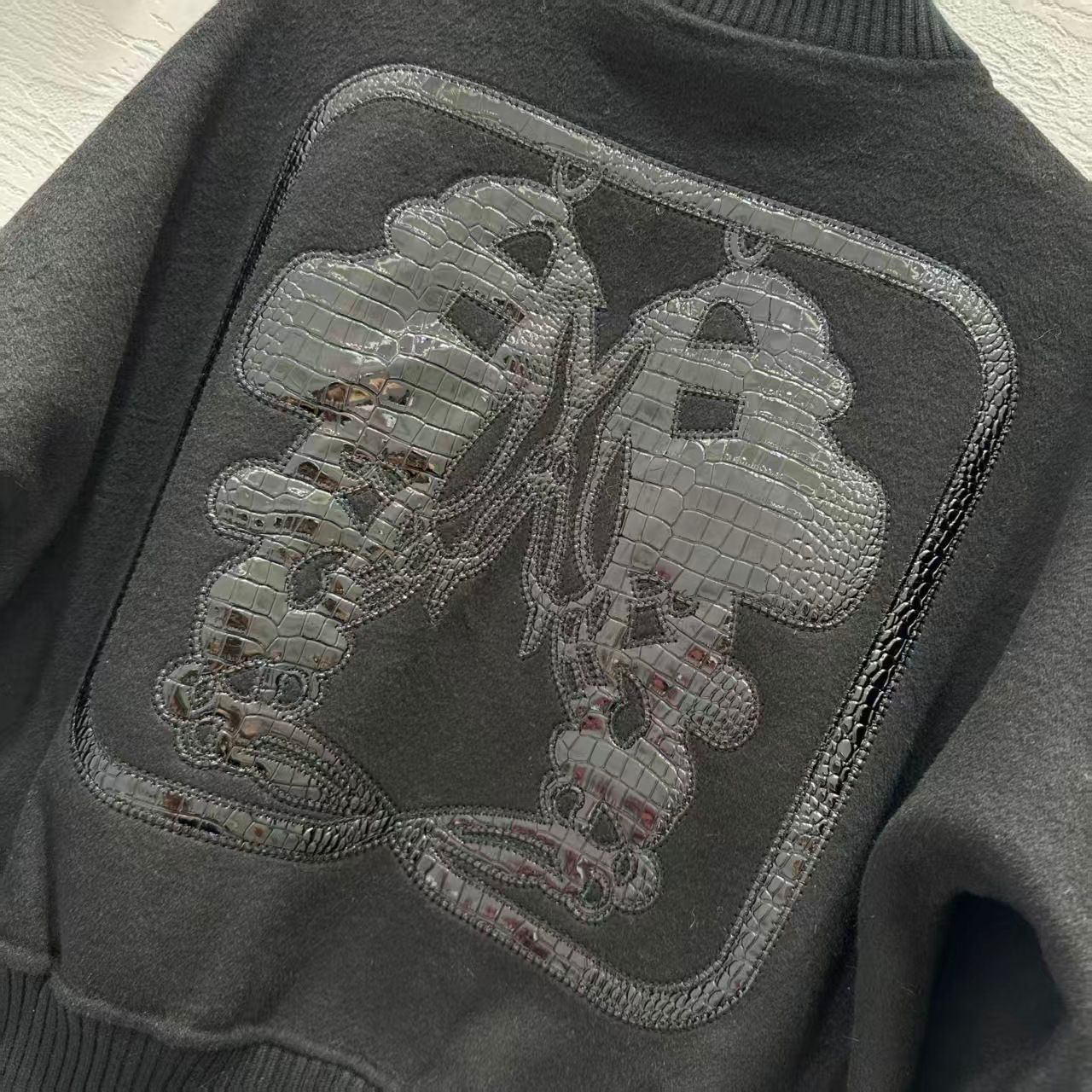 Hemres Black Embroidered Bomber Jacket