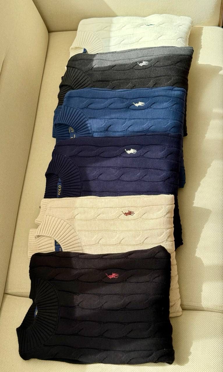 Ralf Polo Cable Knit Crewneck Sweater