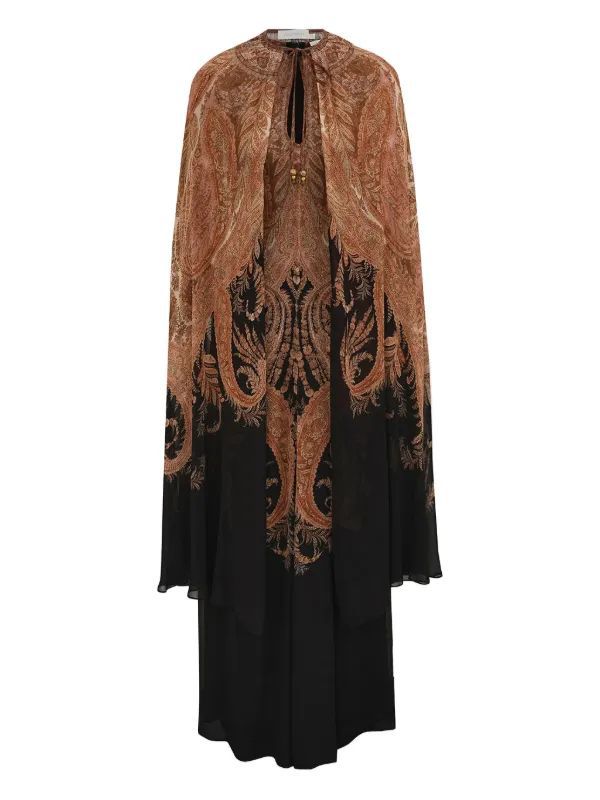 Zimmermann Regal Paisley Cape Long Dress
