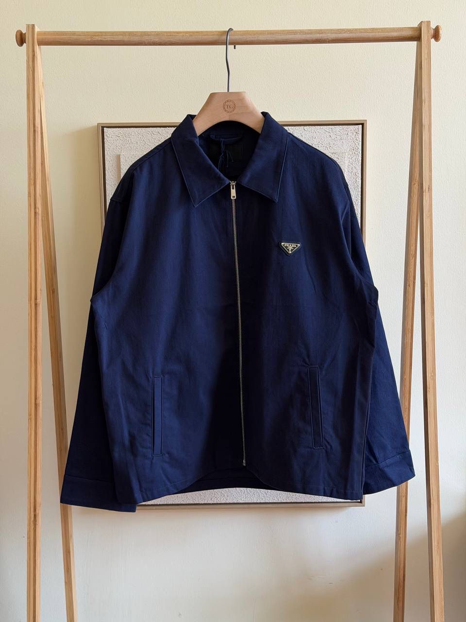 Prada Triangle Logo Old Zipper Jacket in Denim