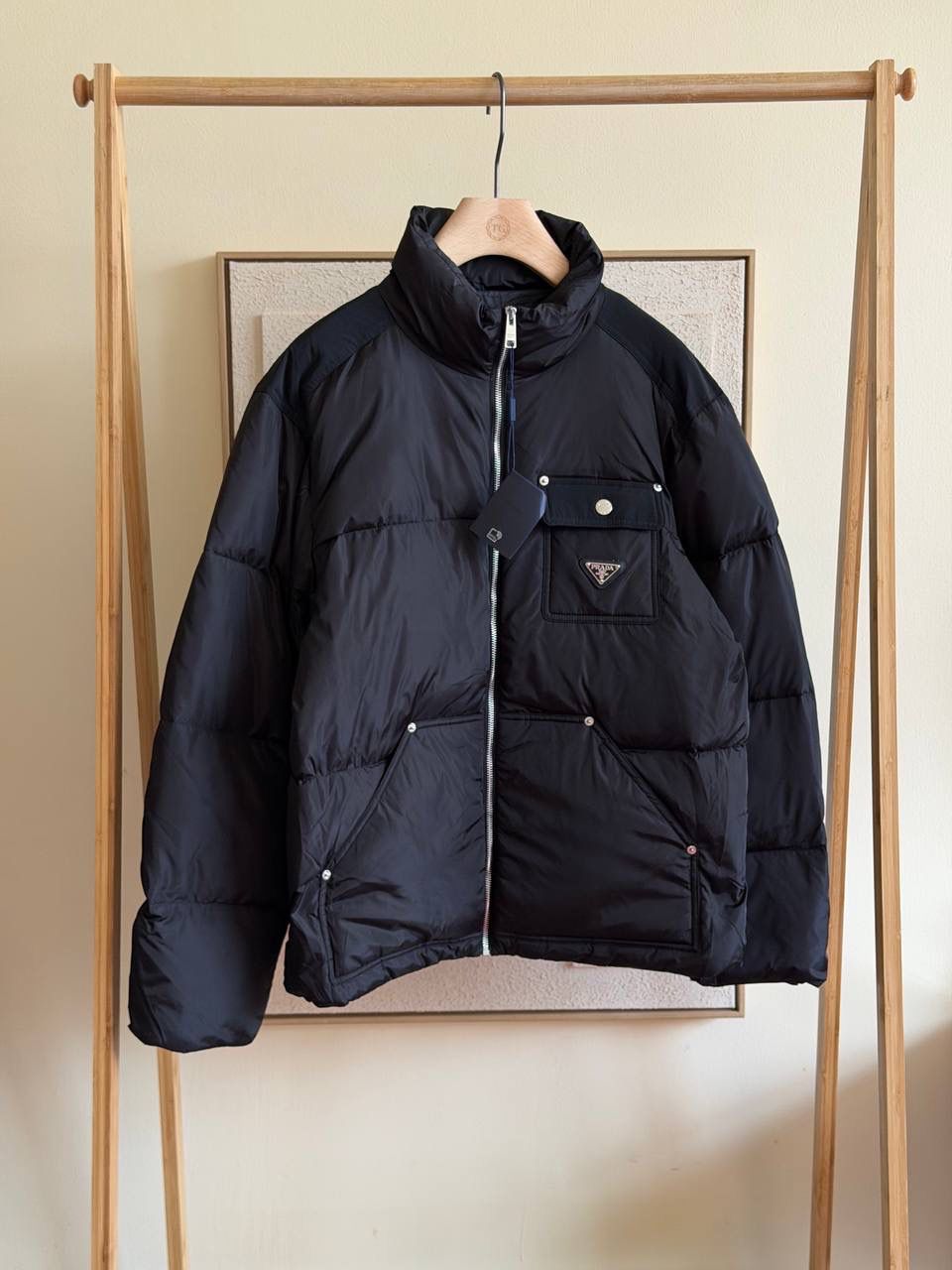 Prada cropped triangle-logo padded jacket