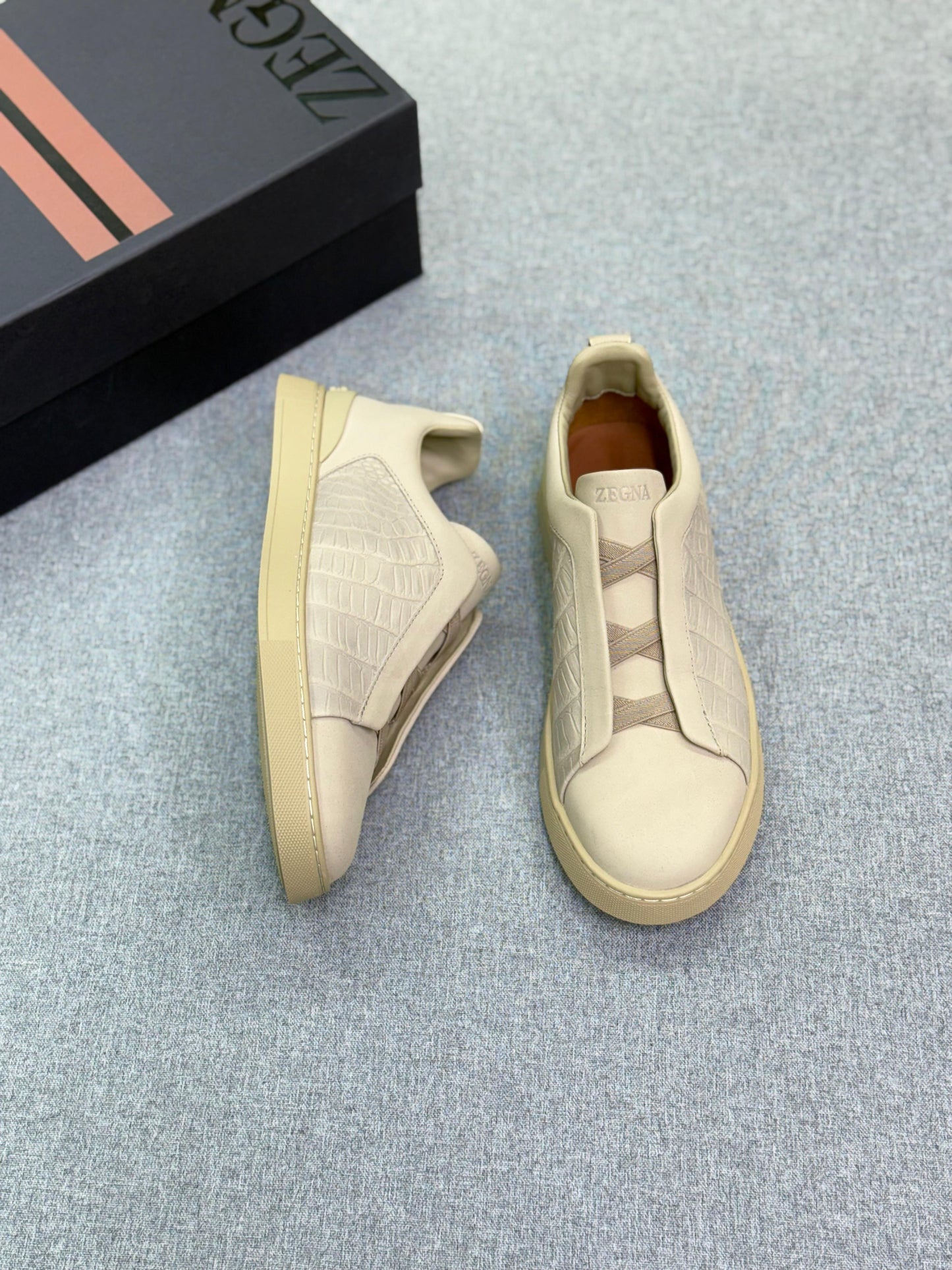 Zegna Crocodile Triple Stitch Sneakers