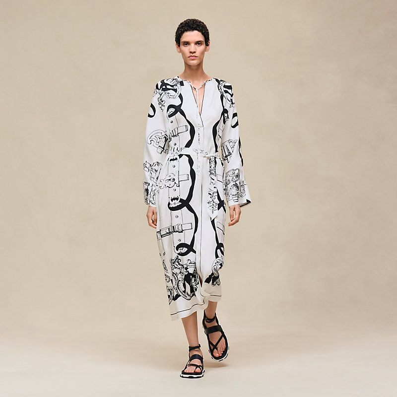 Hermes Women Chain Print Long Dress – Elegant Designer Maxi