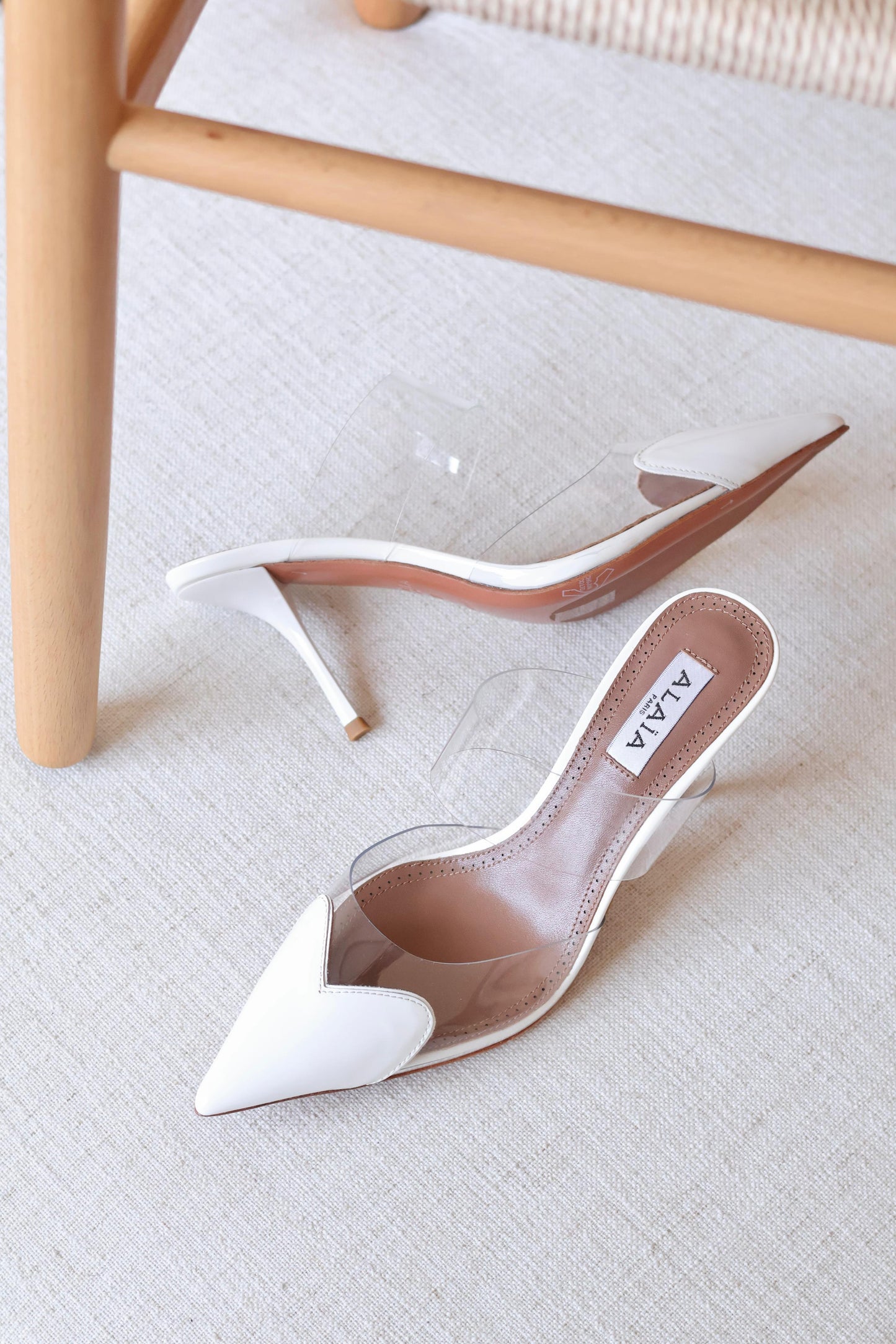 Alaia Transparent Strap Pointed Toe Stiletto Mule Pumps