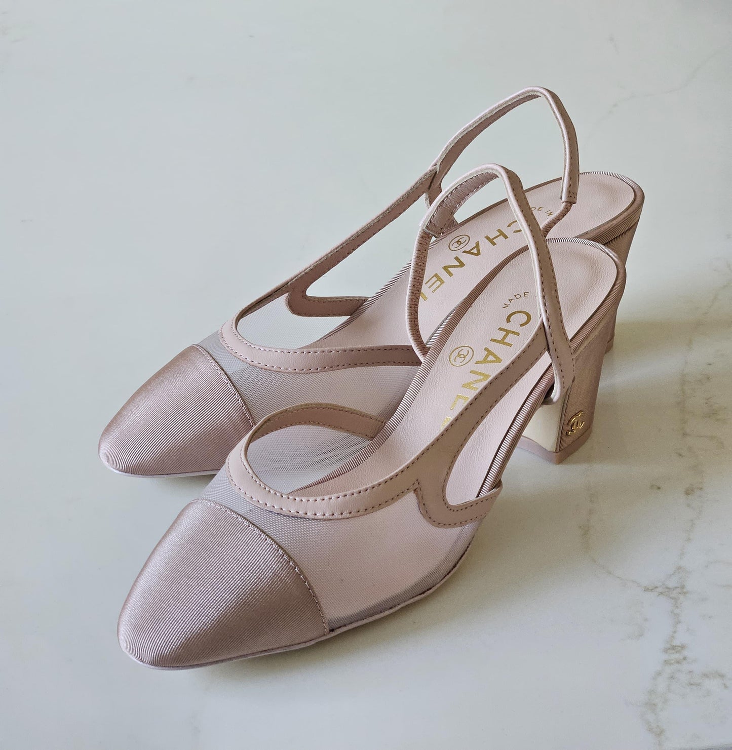 CHANEL Slingbacks in Mesh and Grosgrain