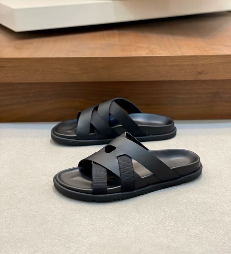 Hermes Kazimir Cross Strap Slide Sandals
