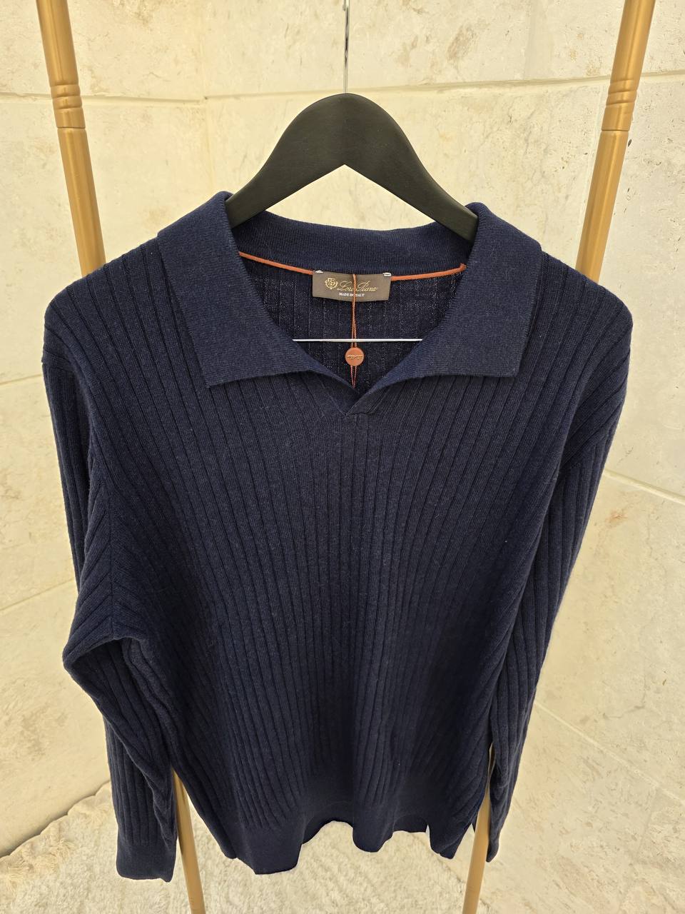 Loro Piana Ribbed Polo-Collar Cashmere Sweater