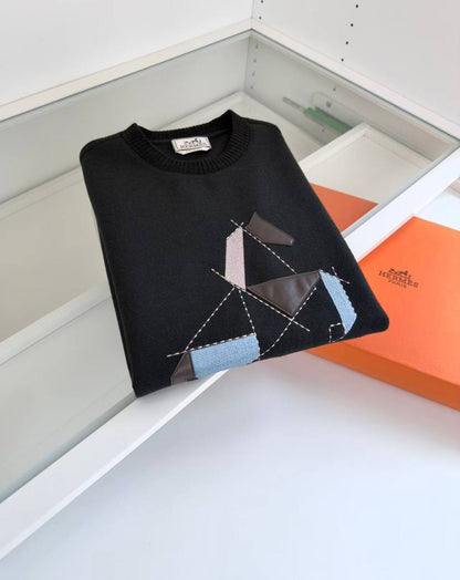 Hermes Cashmere "Cheval tangram" crewneck sweater