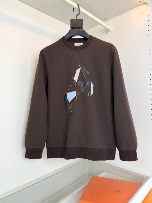 Hermes Cashmere "Cheval tangram" crewneck sweater