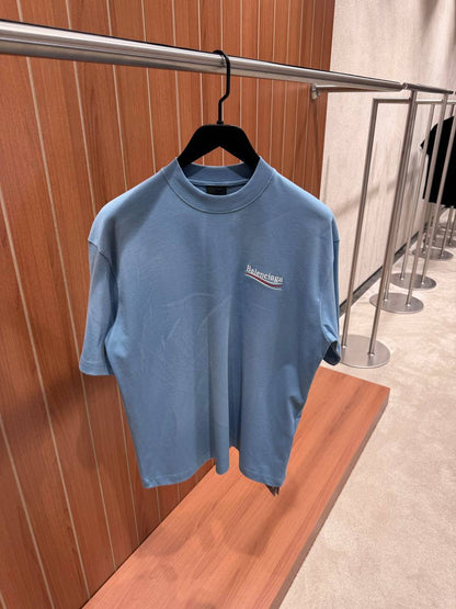 Balenciaga Men Logo Print Short Sleeve T-Shirt