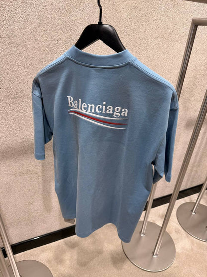 Balenciaga Men Logo Print Short Sleeve T-Shirt