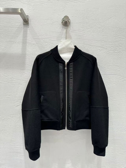 Hemres Black Embroidered Bomber Jacket