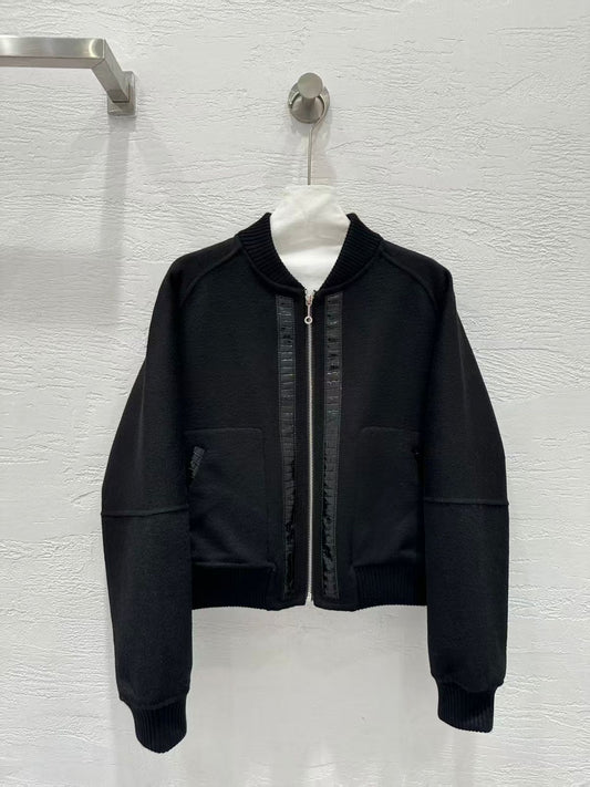 Hemres Black Embroidered Bomber Jacket