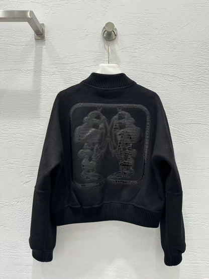 Hemres Black Embroidered Bomber Jacket