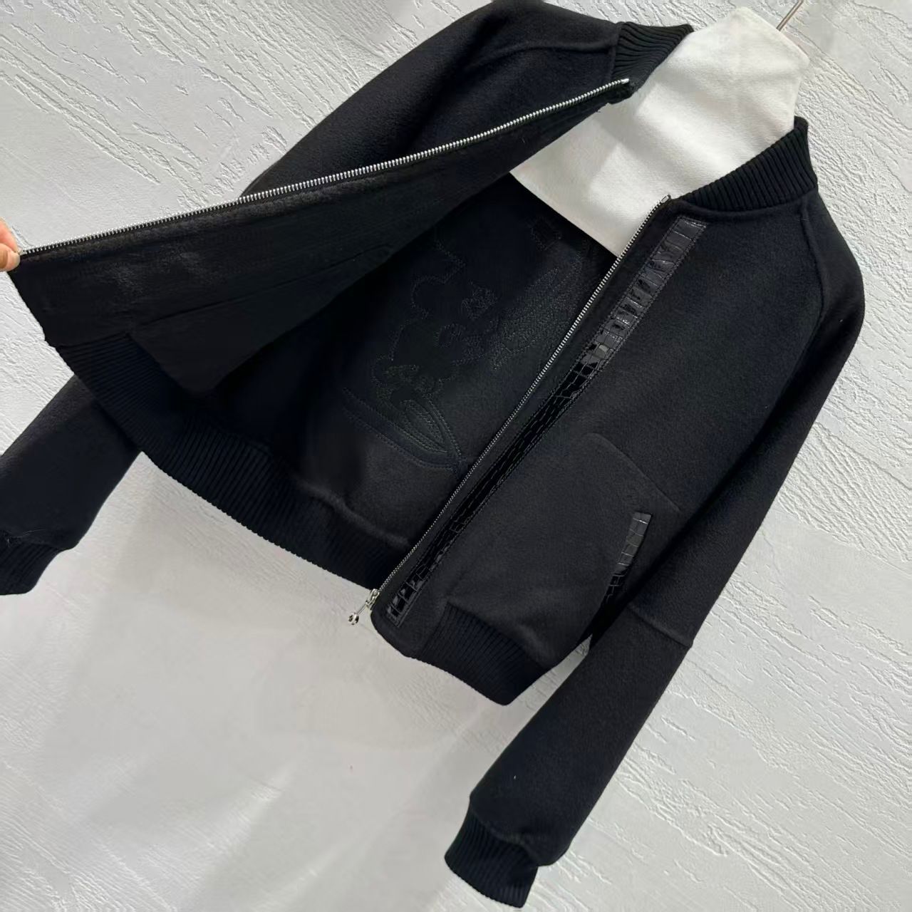 Hemres Black Embroidered Bomber Jacket