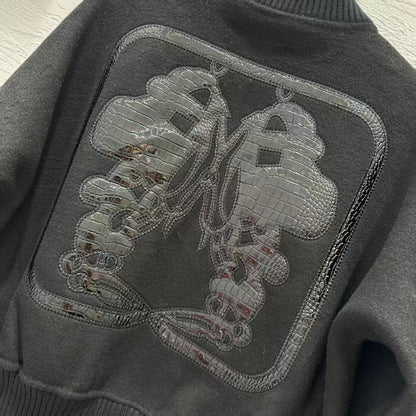 Hemres Black Embroidered Bomber Jacket