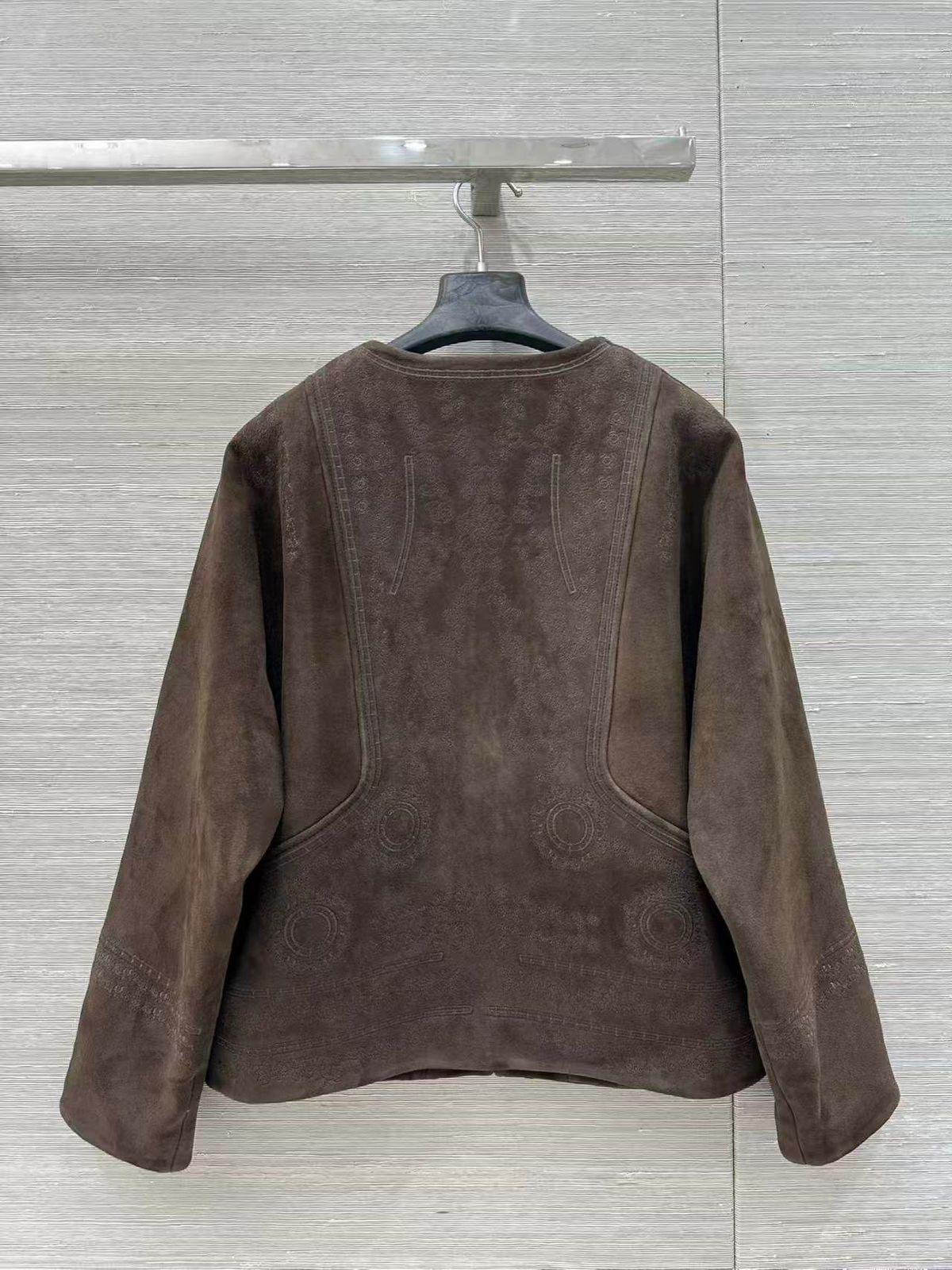 Hermes Suede Embroidered Button Jacket
