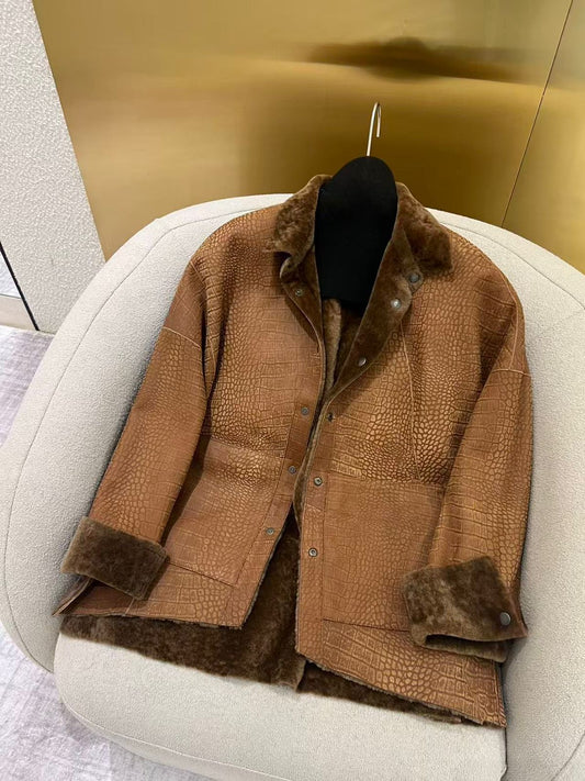 Loropiana Shearling Button-Up Jacket for Women