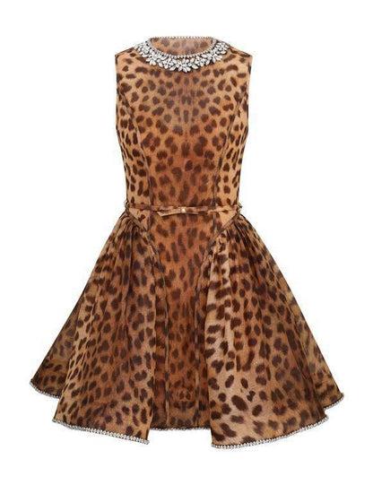 Zimmermann Leopard Print Sleeveless Flare Short dress