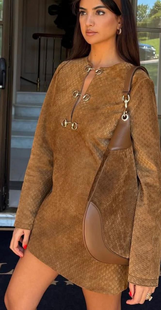 Gucci Metal Hook Detail Monogram Short dress