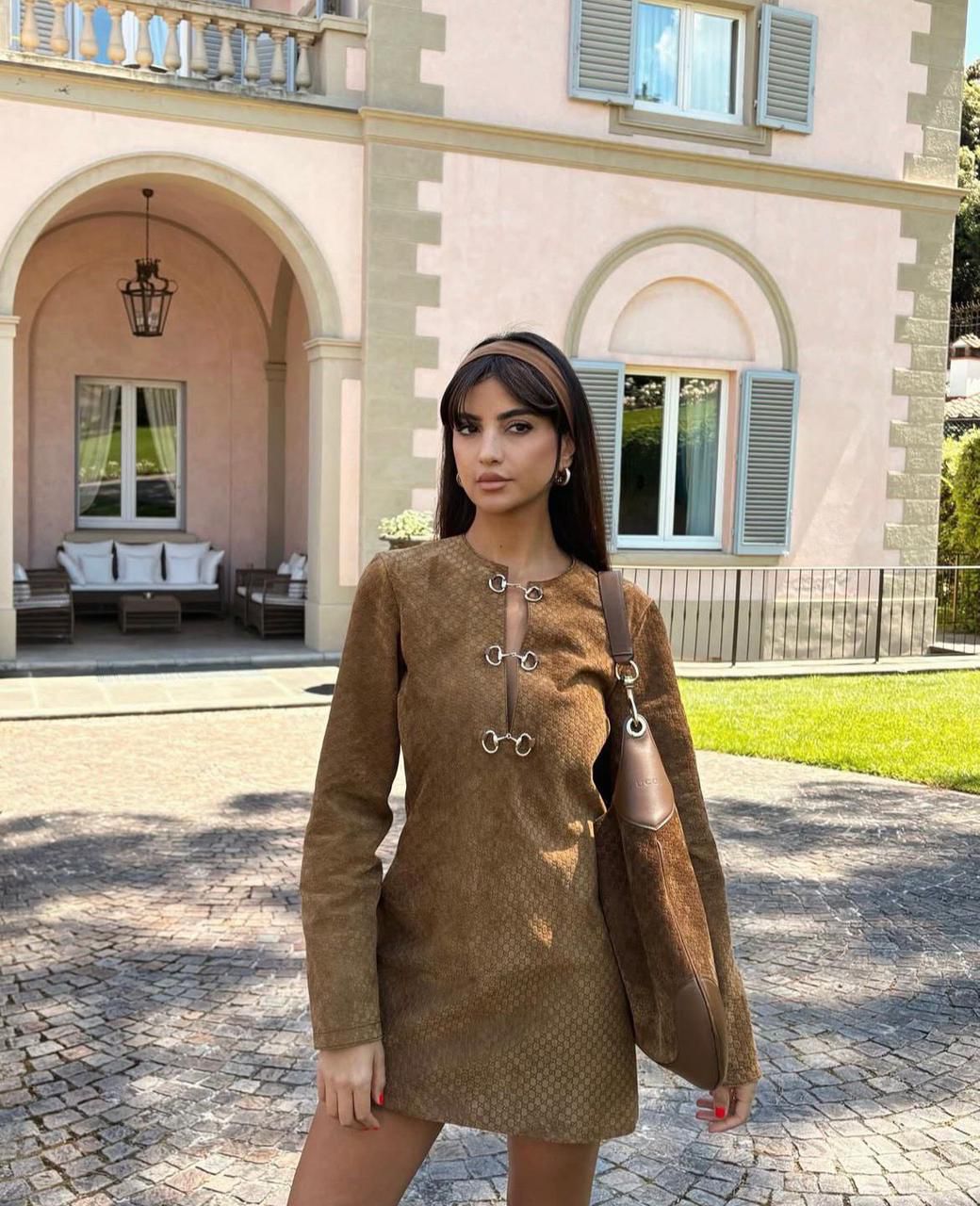 Gucci Metal Hook Detail Monogram Short dress