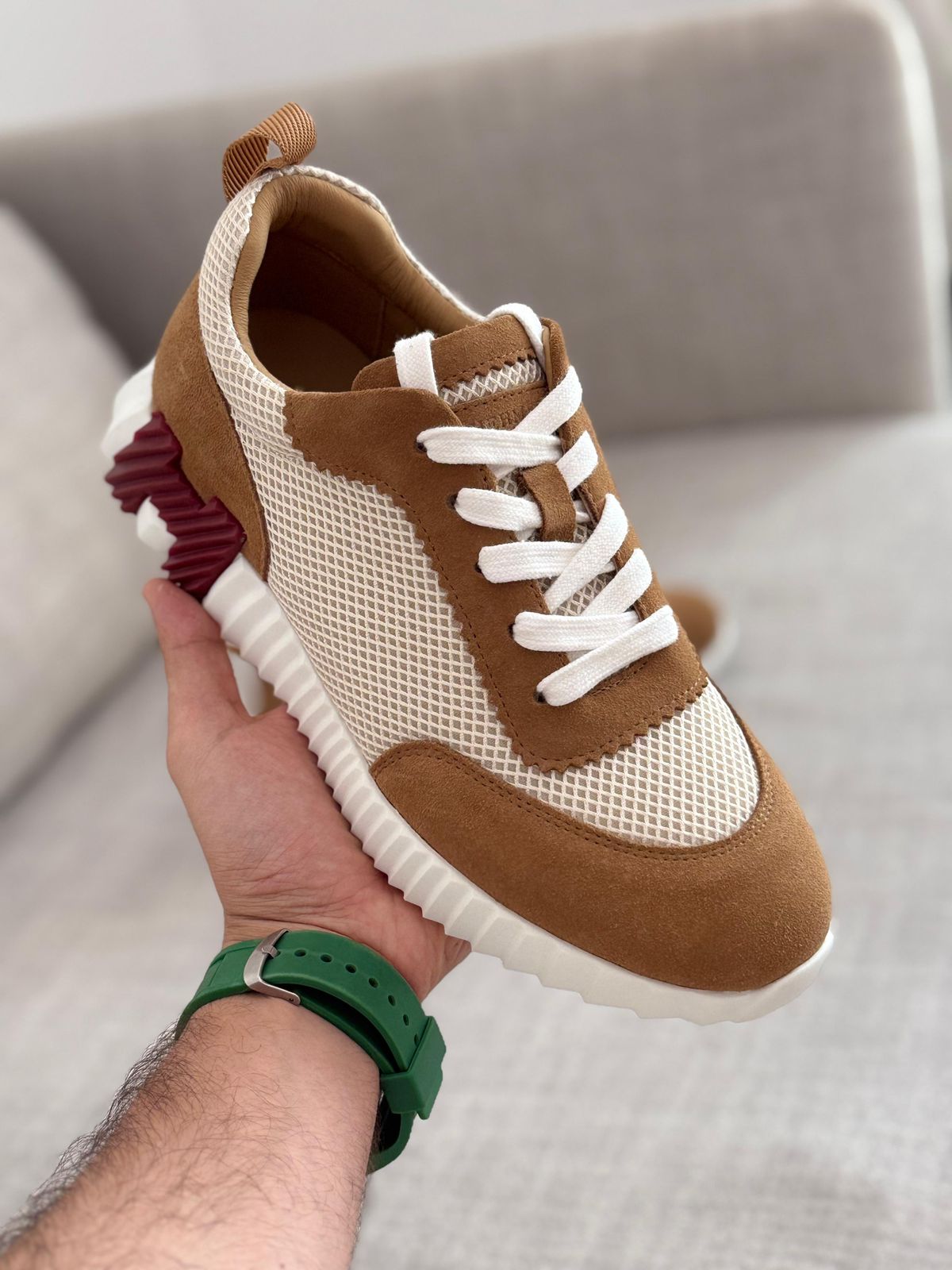 Hermes Venture Mesh Suede Sneakers