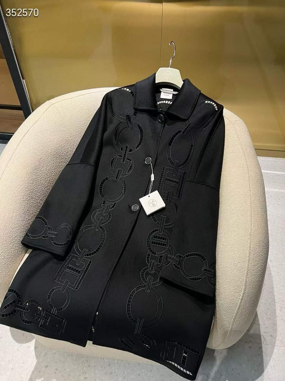 Louis Hermes Elegant Chain Detail Coat