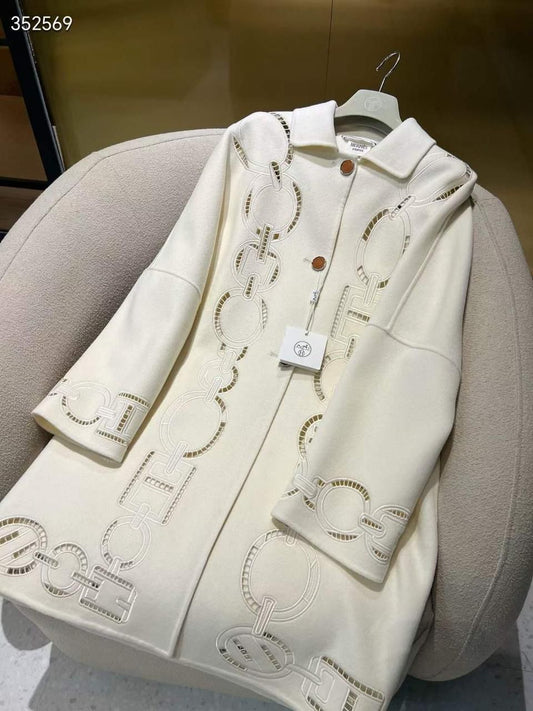 Louis Hermes Elegant Chain Detail Coat