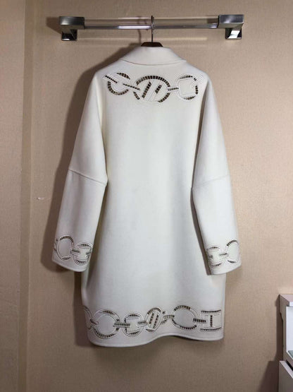 Louis Hermes Elegant Chain Detail Coat