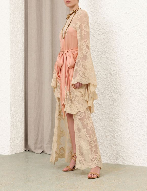 Louis Zimmerman Lace Draped Long Dress