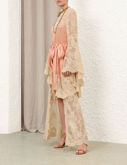 Louis Zimmerman Lace Draped Long Dress