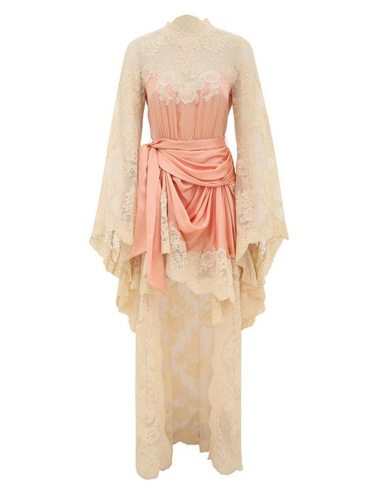 Louis Zimmerman Lace Draped Long Dress