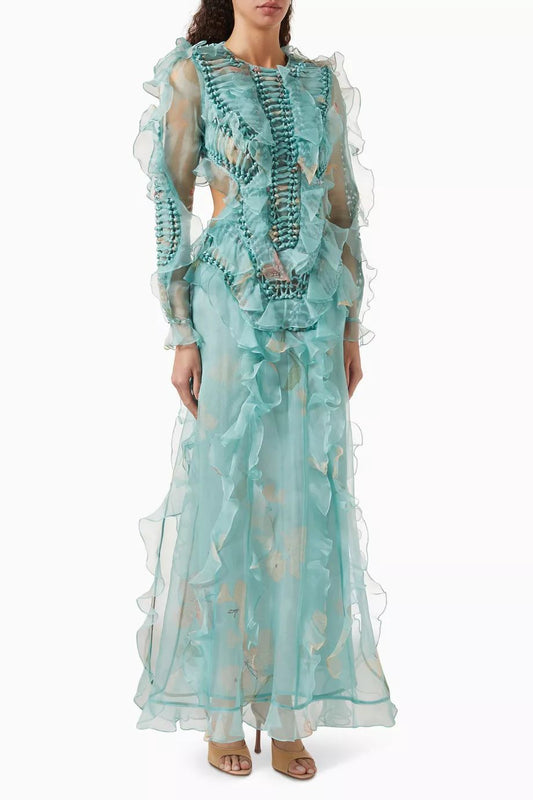 Zimmerman Ruffled Sheer Long Dress