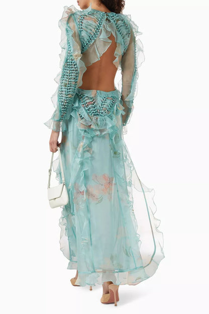 Zimmerman Ruffled Sheer Long Dress