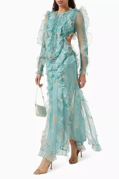 Zimmerman Ruffled Sheer Long Dress