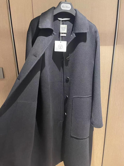 Louis Hemres Elegant Wool Button-Front Long Coat
