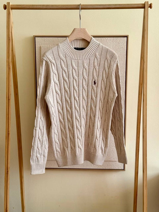 Ralf Polo Cable Knit Crewneck Sweater
