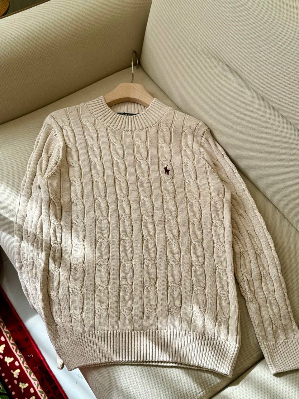 Ralf Polo Cable Knit Crewneck Sweater