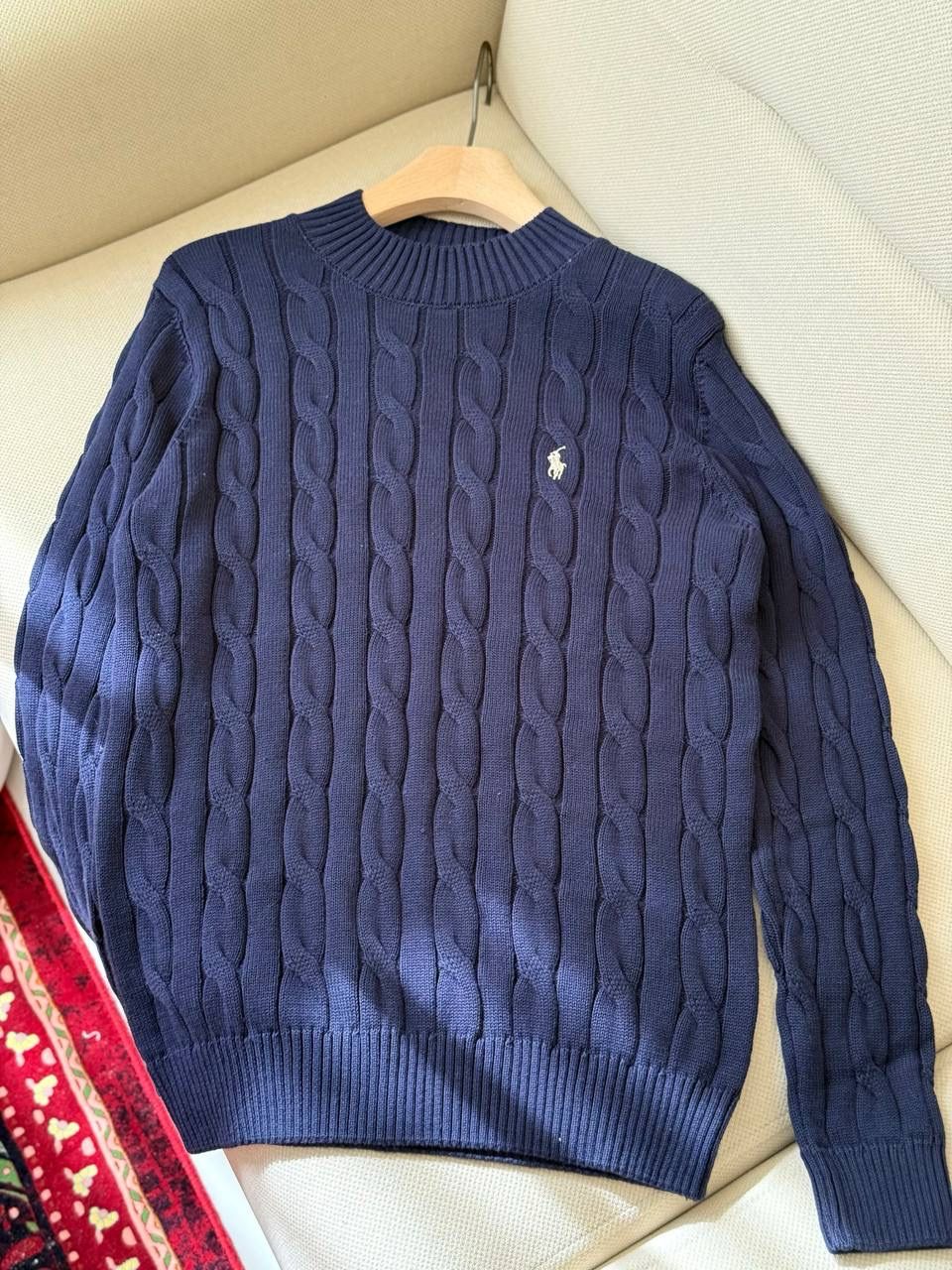Ralf Polo Cable Knit Crewneck Sweater