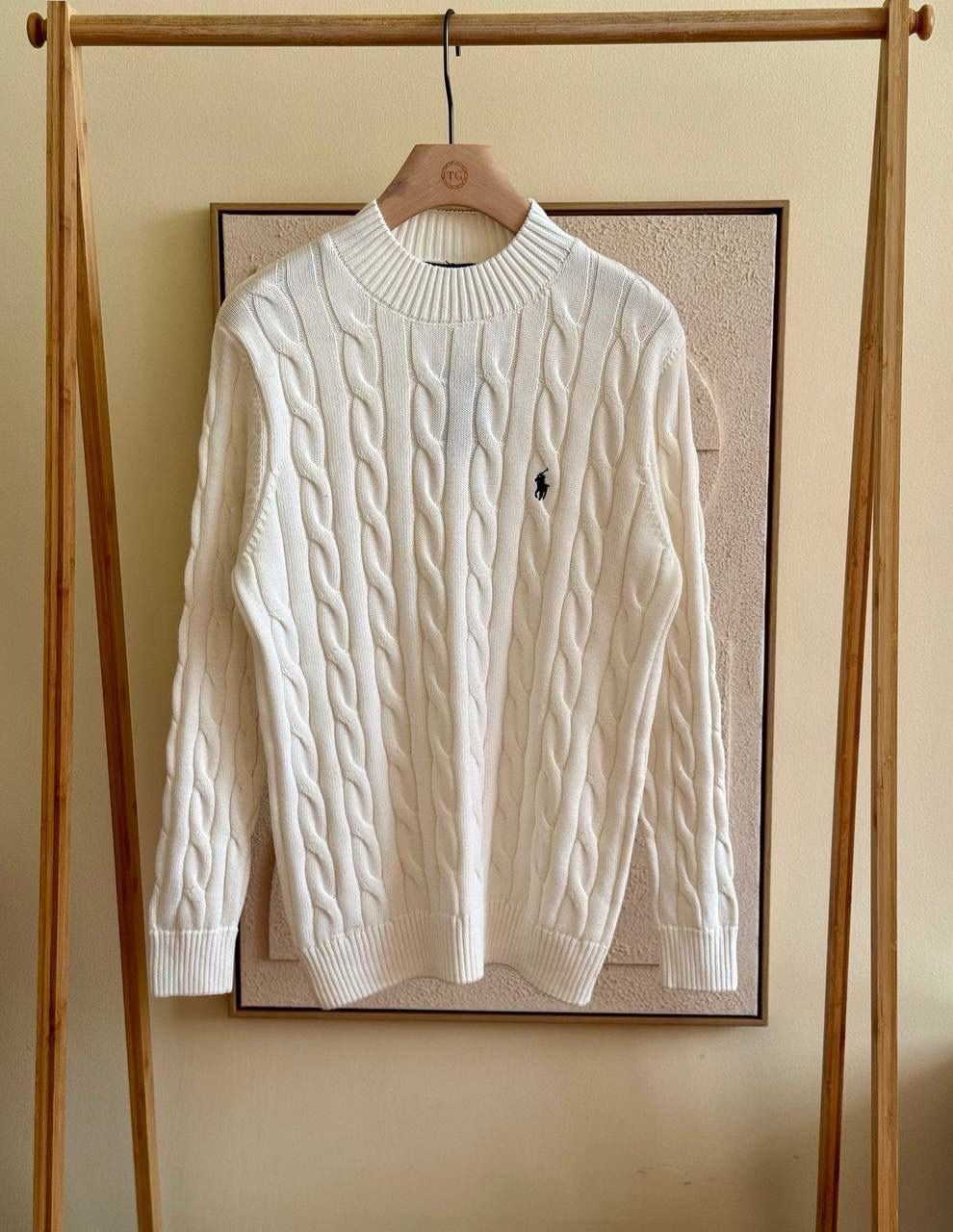 Ralf Polo Cable Knit Crewneck Sweater