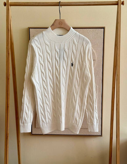 Ralf Polo Cable Knit Crewneck Sweater