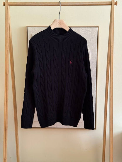 Ralf Polo Cable Knit Crewneck Sweater