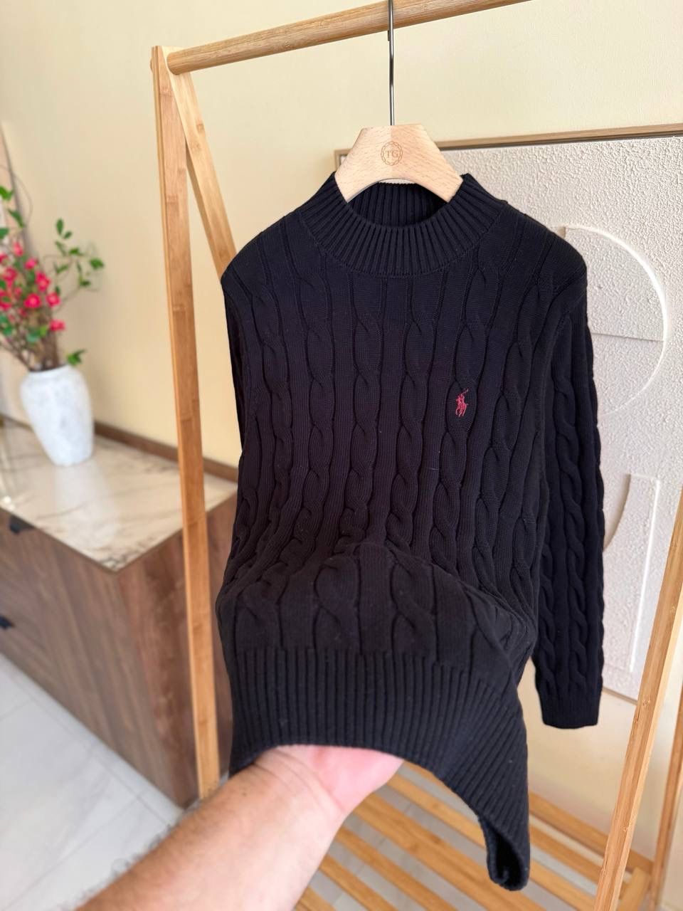 Ralf Polo Cable Knit Crewneck Sweater