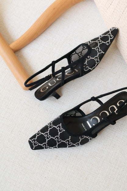 Gucci Crystal Mesh Slingback Shoe