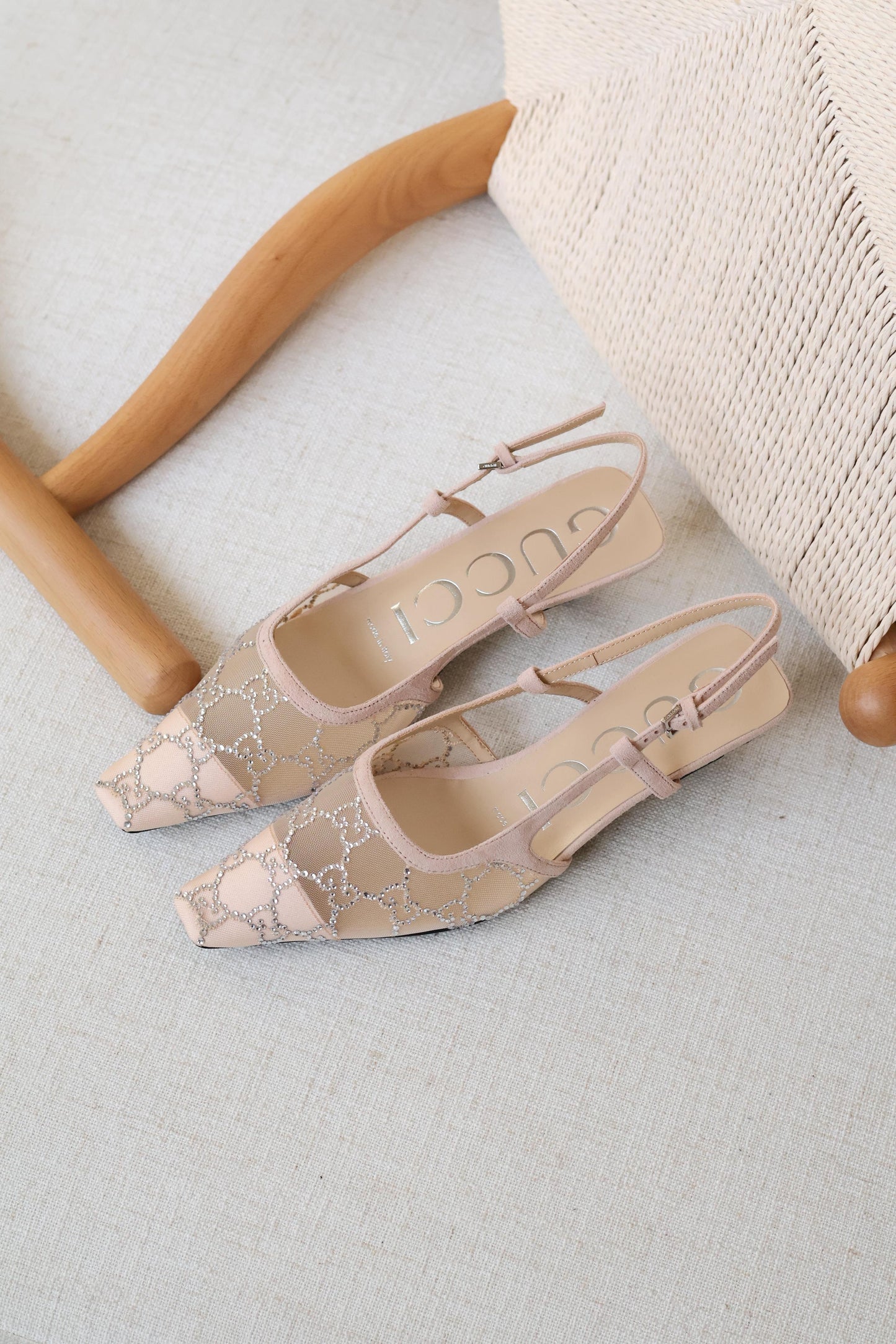 Gucci Crystal Mesh Slingback Shoe