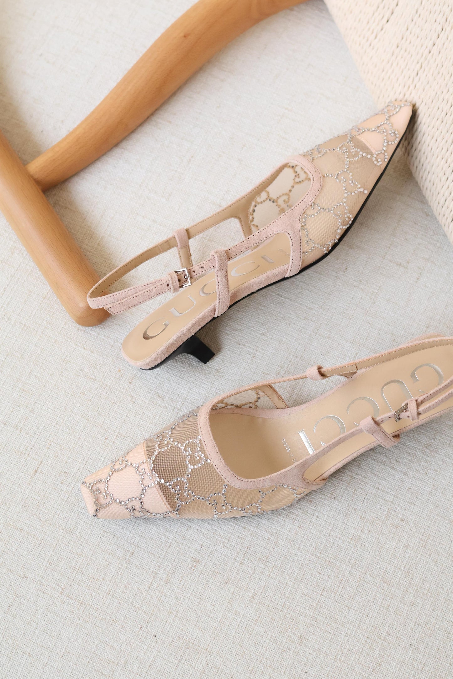 Gucci Crystal Mesh Slingback Shoe