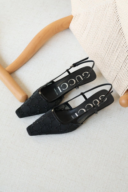 Gucci Crystal Mesh Slingback Shoe