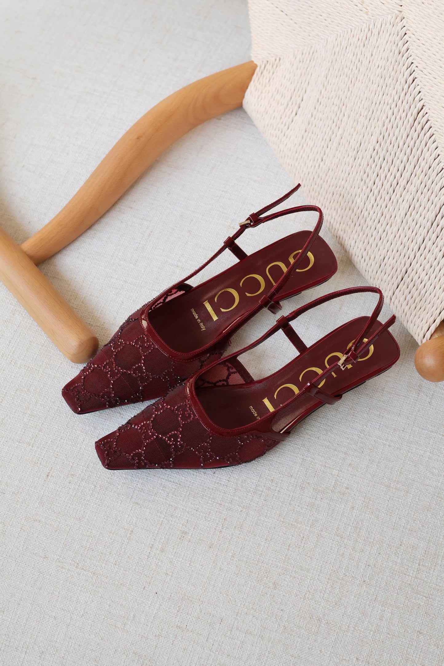 Gucci Crystal Mesh Slingback Shoe