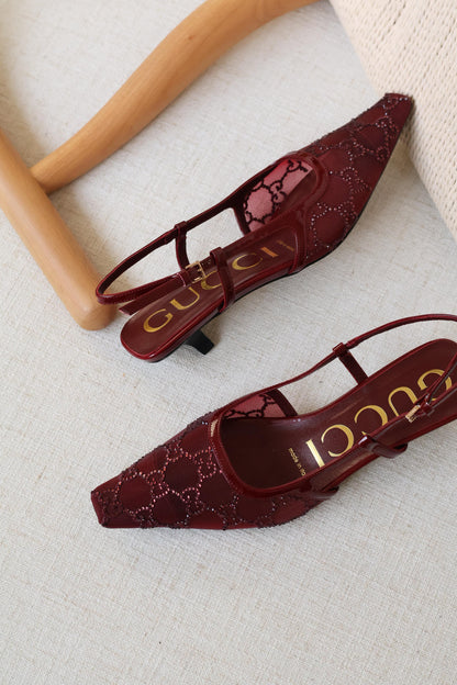 Gucci Crystal Mesh Slingback Shoe