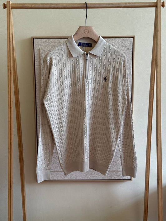Polo Ralph Lauren Cable Knit Long Sleeve Polo Sweater